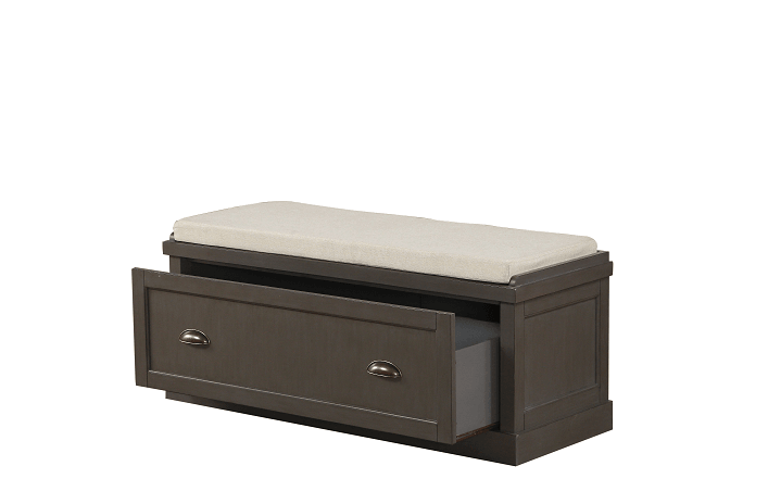 Aislins Fabric & Gray Bench w/Storage - Ornate Home