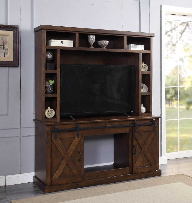 Aksel Walnut Entertainment Center w/Fireplace - Ornate Home