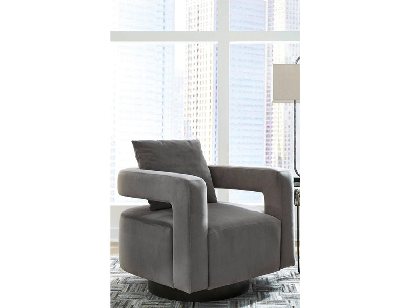 Alcoma - Gray Velvet - Swivel Accent Chair - Ornate Home