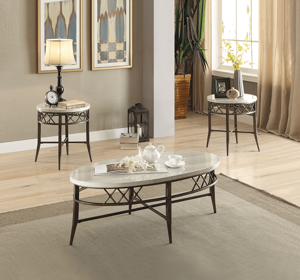 Aldric Faux Marble Coffee/End Table Set (3Pc Pk) - Ornate Home