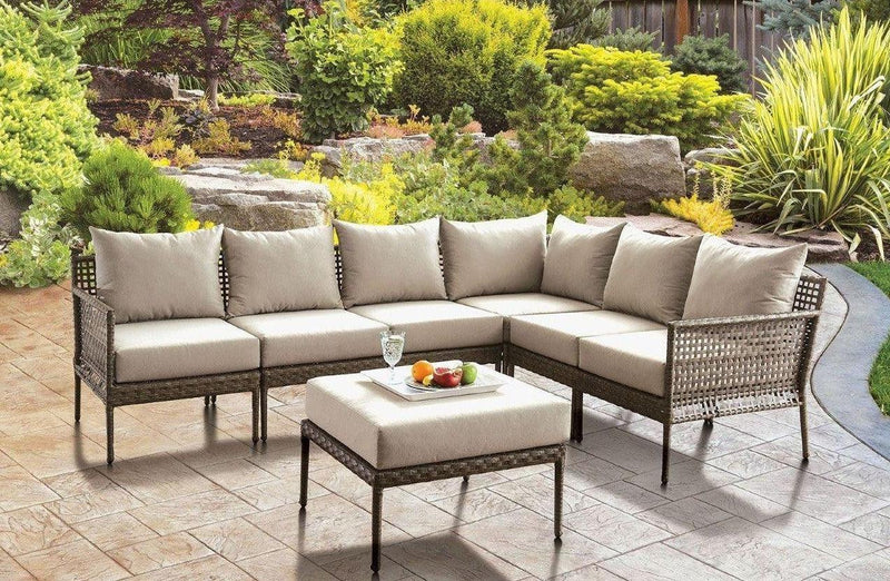 Aleisha - Gray & Beige -  Outdoor Sectional Sofa - Ornate Home