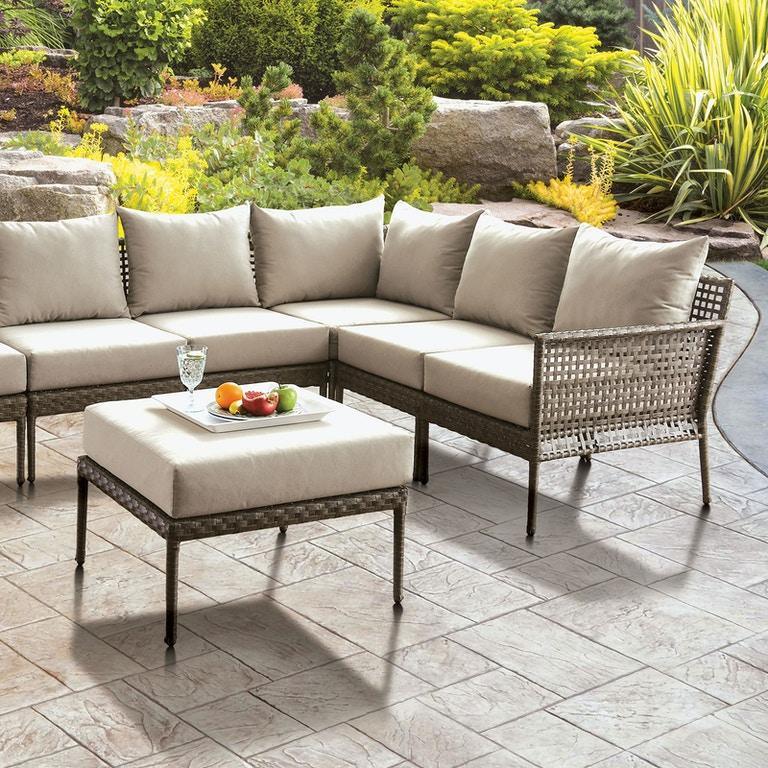 Aleisha - Gray & Beige -  Outdoor Sectional Sofa - Ornate Home