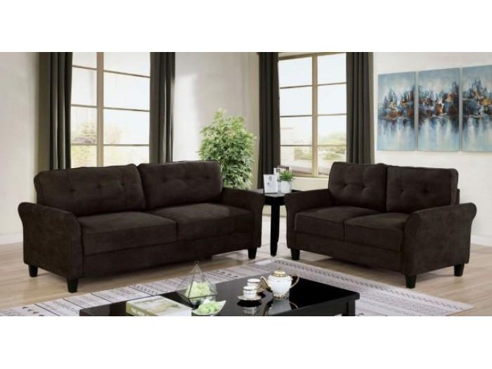 Alissa - Brown - Stationary Sofa & Loveseat - 2pc - Ornate Home