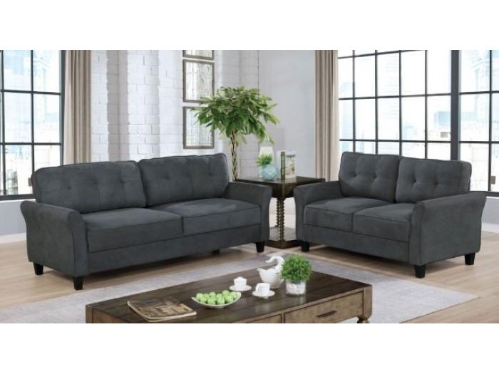 Alissa - Gray - Stationary Sofa & Loveseat - 2pc - Ornate Home