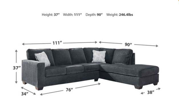 Altari - Slate - Full Sleeper Sectional Sofa w/ RAF Chaise - Ornate Home