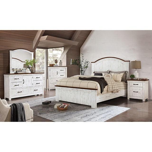 Alyson - White & Walnut - 4pc Cal. King Bedroom Set - Ornate Home