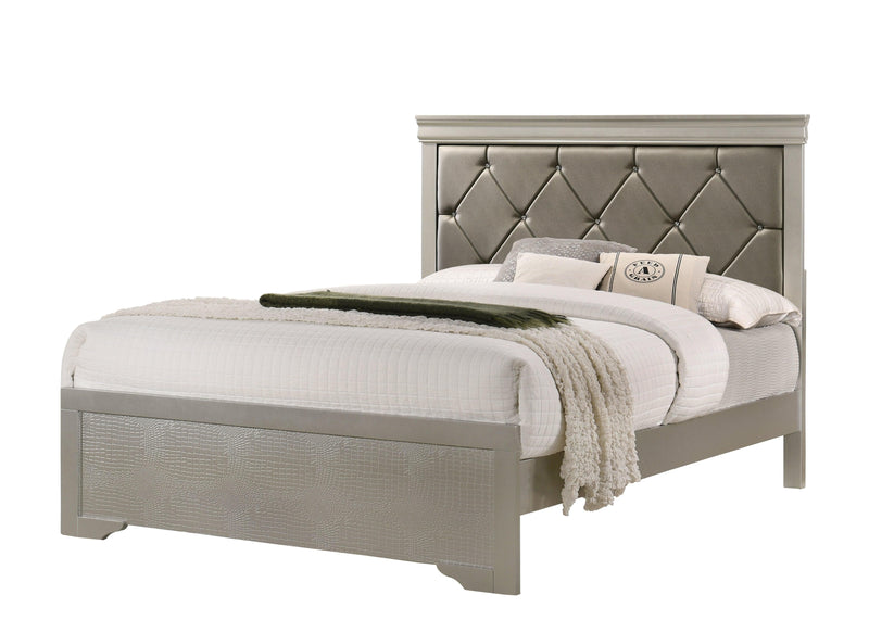 Amalia - Silver - Queen Panel Bedroom Set - Ornate Home