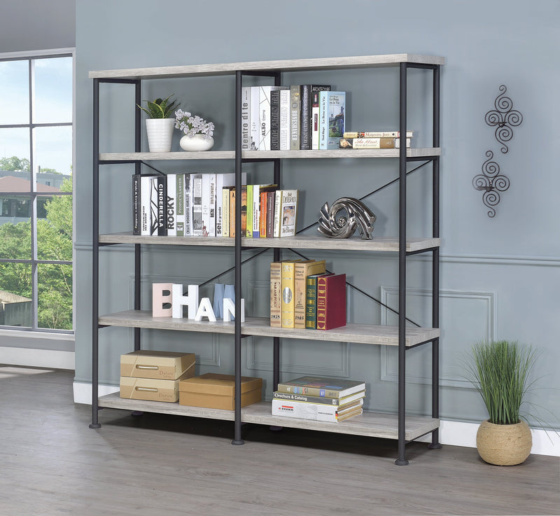 Analiese - Grey Driftwood - 4-Shelf Open Bookcase - Ornate Home