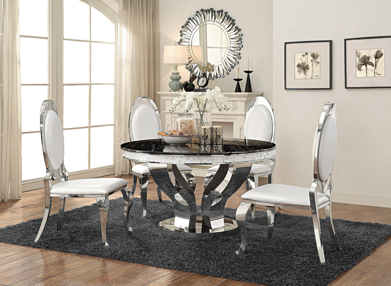 Anchorage - Chrome - 5pc Round Dining Set - Ornate Home