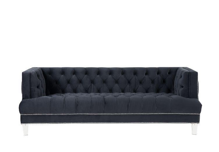 Ansario - Black Velvet - Stationary Sofa - Ornate Home