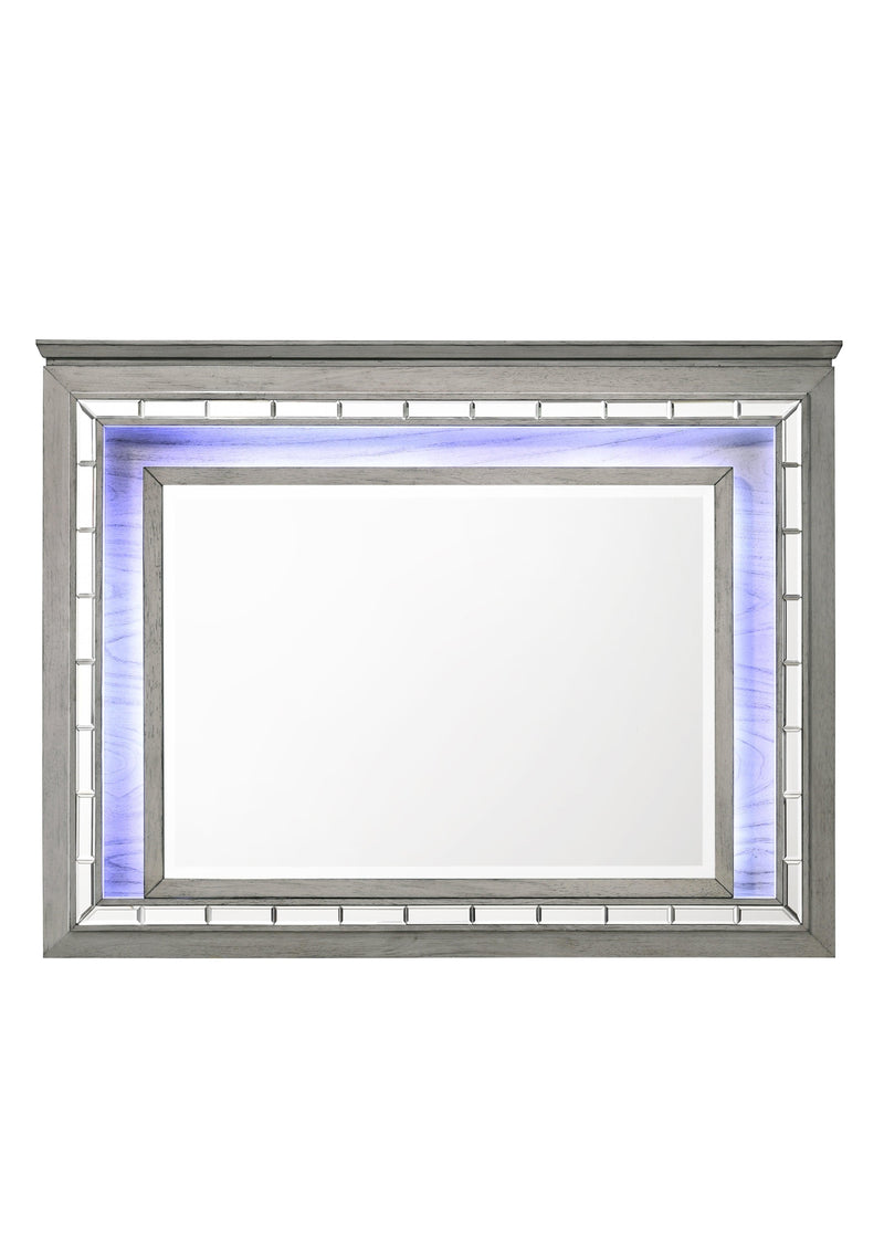 Antares Light Gray Oak Mirror (LED) - Ornate Home