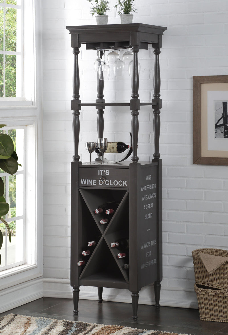 Anthony Antique Gray Wine Cabinet - Ornate Home