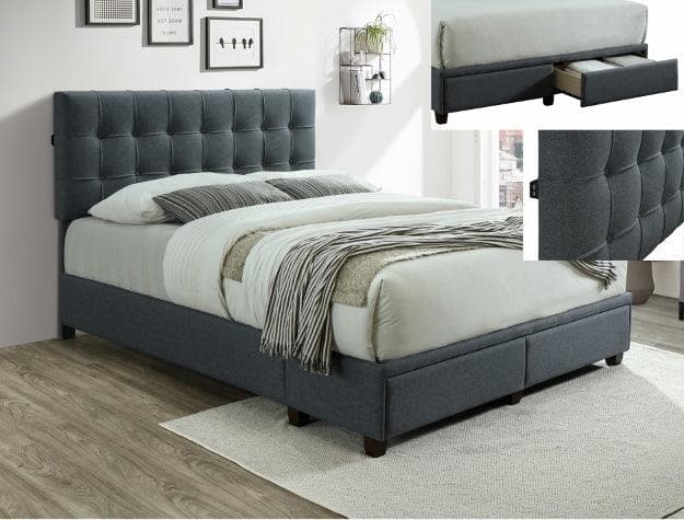 Antoine Gray Upholstered King Platform Bed - Ornate Home