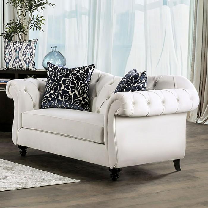 Antoinette - White Velvet - Stationary Sofa & Loveseat - 2pc - Ornate Home