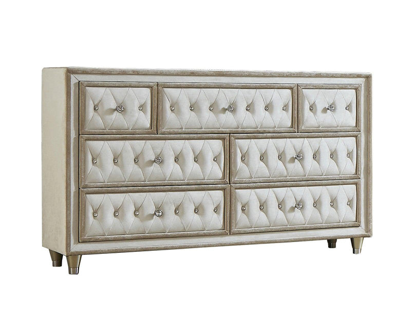 Antonella - Ivory & Camel - 4pc Eastern King  Panel Bedroom Set - Ornate Home