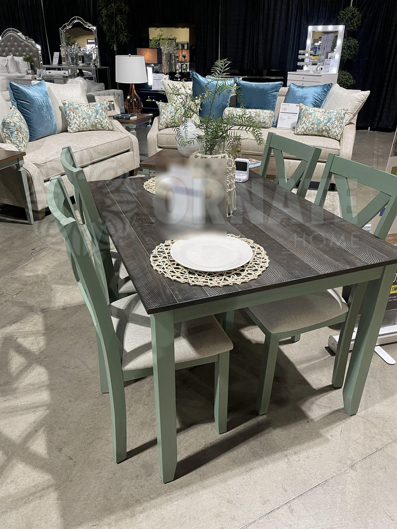 Anya - Teal & Gray - 5pc Dining Set - Ornate Home