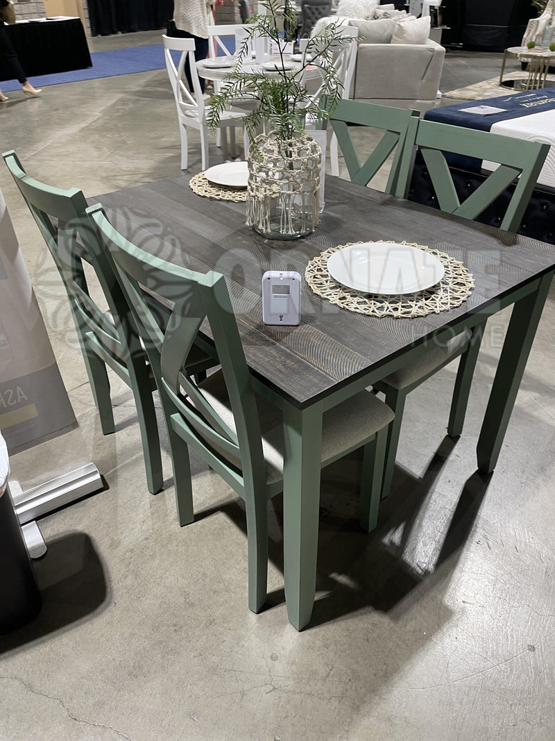 Anya - Teal & Gray - 5pc Dining Set - Ornate Home