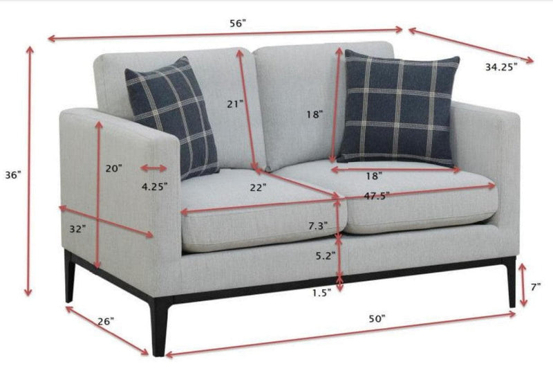 Apperson - Light Grey - Stationary Loveseat - Ornate Home