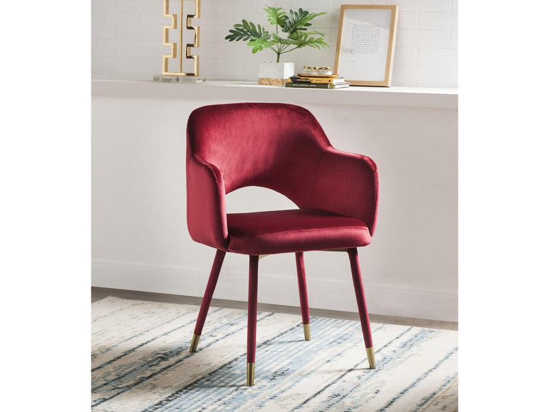 Applewood Bordeaux-Red Velvet & Gold Accent Chair - Ornate Home