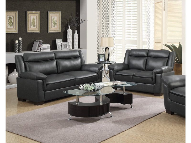 Arabella - Grey Faux Leather - 2pc Living Room Set - Ornate Home