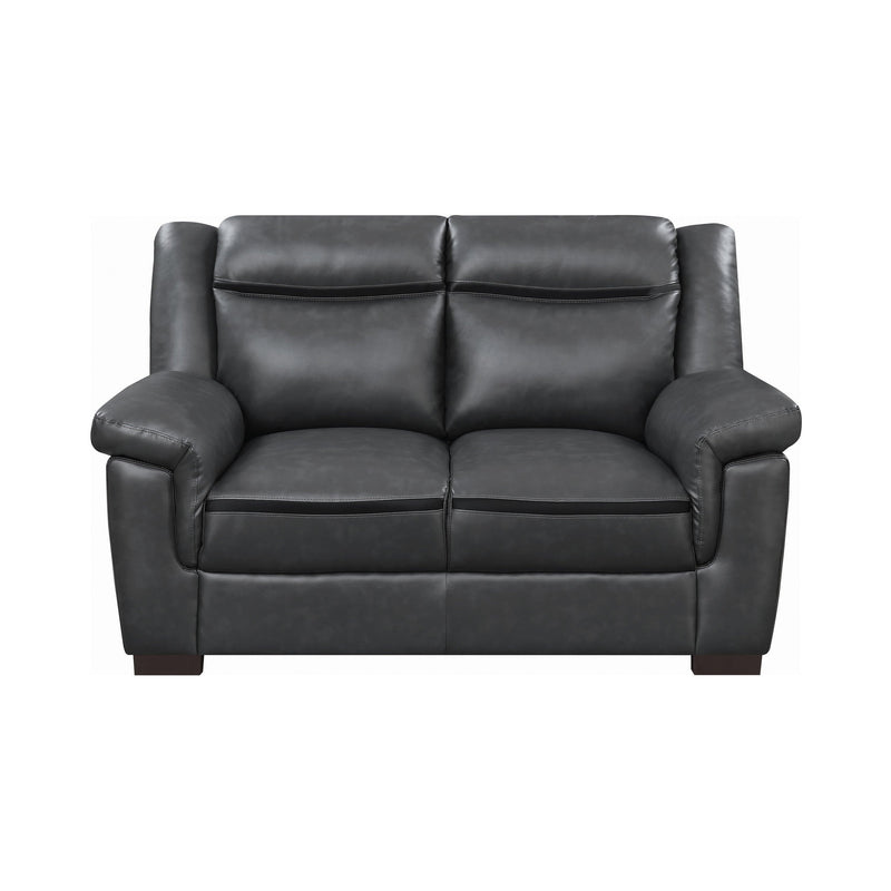 Arabella - Grey Faux Leather - Loveseat - Ornate Home