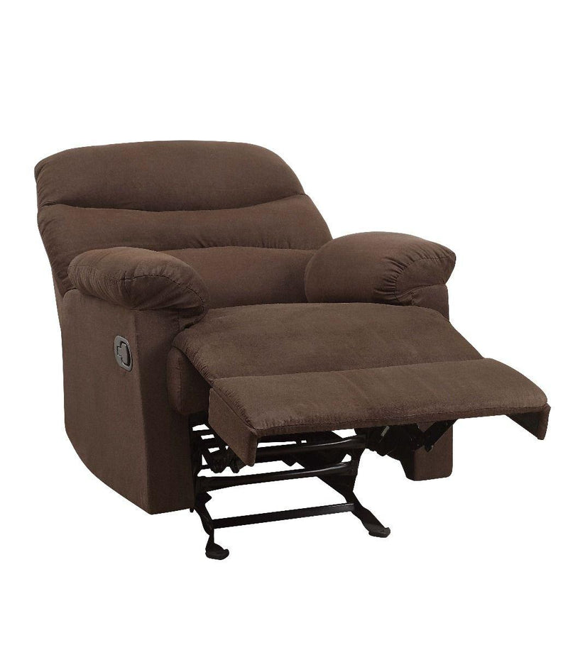 Arcadia Chocolate Microfiber Recliner (Motion) - Ornate Home