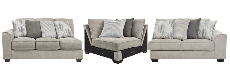 Ardsley - Pewter - 3pc RAF Sectional w/ LAF Sofa - Ornate Home