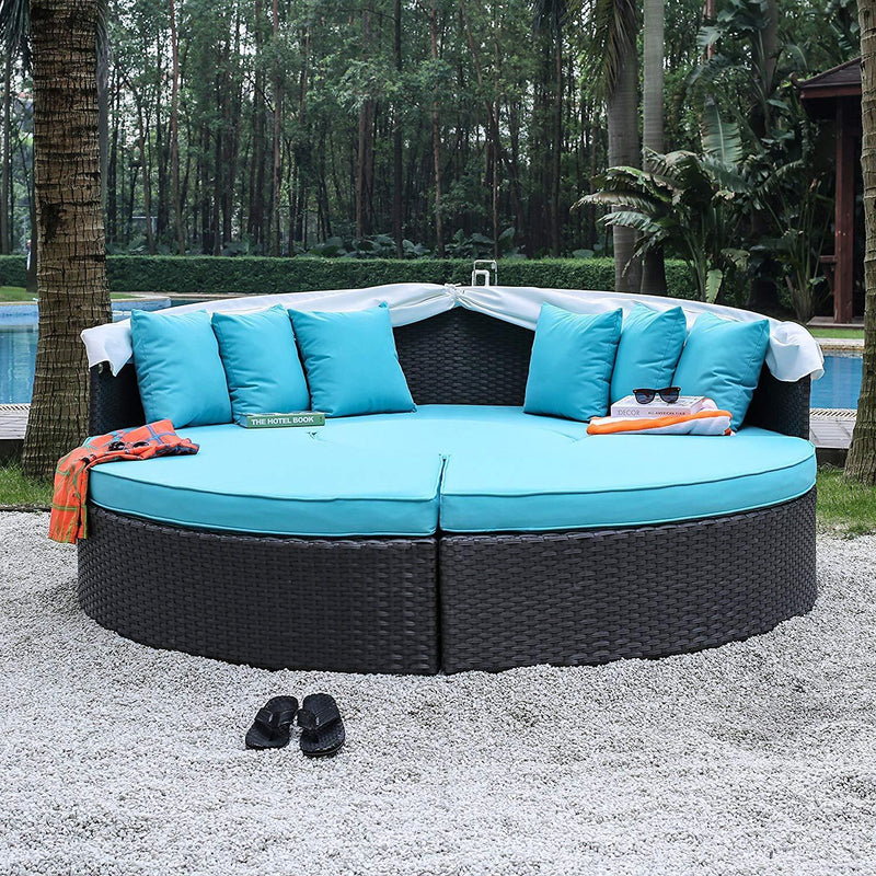 Aria - Light Brown & Turquoise - 4pc Outdoor Daybed Set - Ornate Home