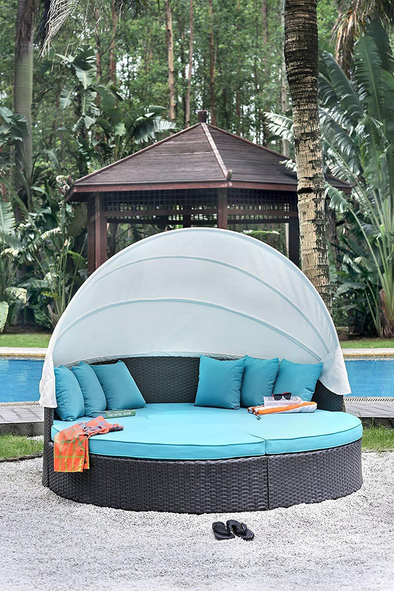 Aria - Light Brown & Turquoise - 4pc Outdoor Daybed Set - Ornate Home