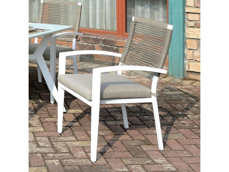 Arisha - White & Light Taupe - Outdoor Dining Chair (Set of 6) - Ornate Home