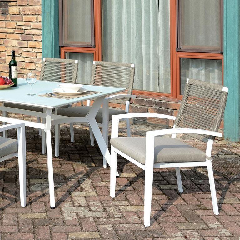 Arisha - White & Light Taupe - Outdoor Dining Chair (Set of 6) - Ornate Home