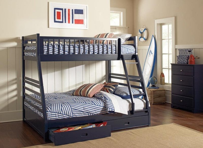 Ashton Navy Twin-over-Full Bunk Bed - Ornate Home