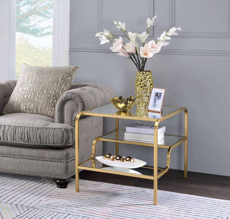 Astrid Gold & Mirror End Table - Ornate Home