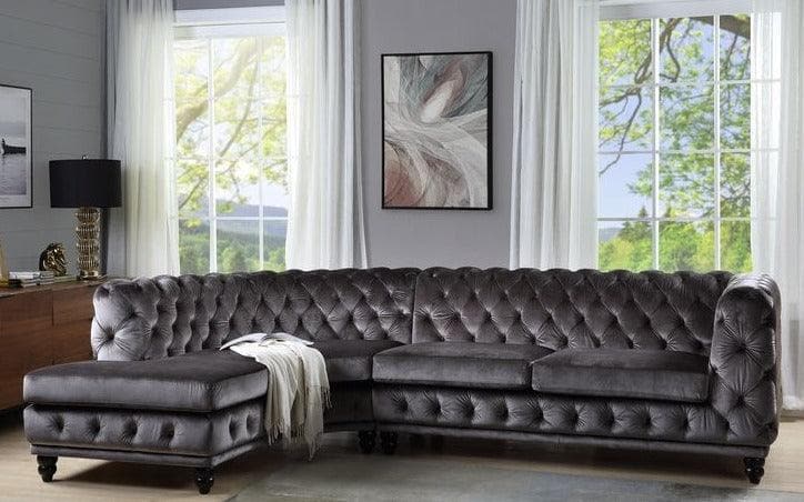 Atesis - Dark Gray Velvet - LAF Sectional Sofa - Ornate Home