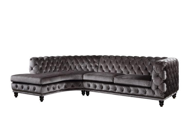 Atesis - Dark Gray Velvet - LAF Sectional Sofa - Ornate Home