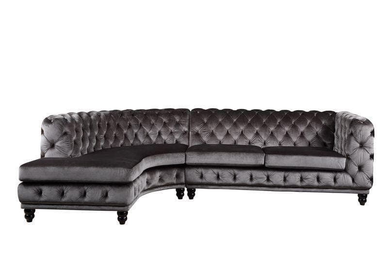 Atesis - Dark Gray Velvet - LAF Sectional Sofa - Ornate Home