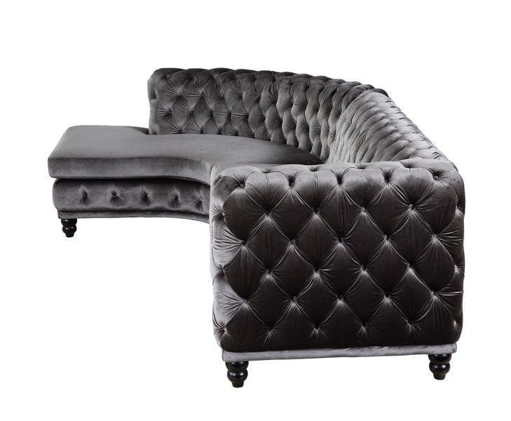 Atesis - Dark Gray Velvet - LAF Sectional Sofa - Ornate Home