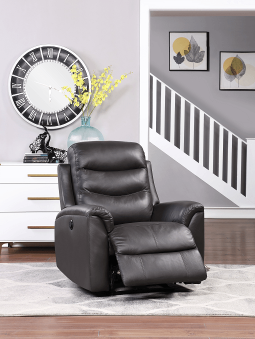 Ava Brown Top Grain Leather Match Recliner (Power Motion) - Ornate Home