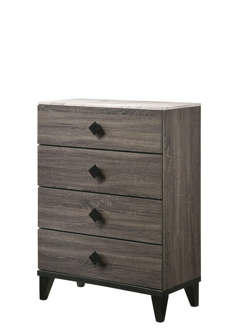 Avantika Faux Marble & Rustic Gray Oak Chest - Ornate Home