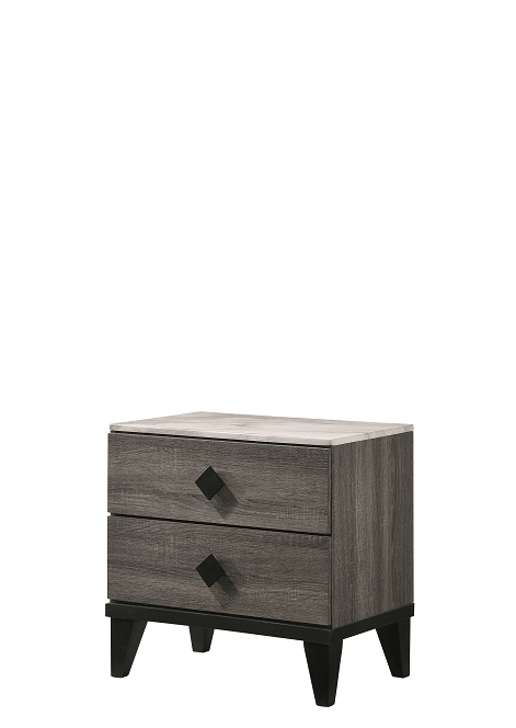 Avantika Faux Marble & Rustic Gray Oak Nightstand - Ornate Home