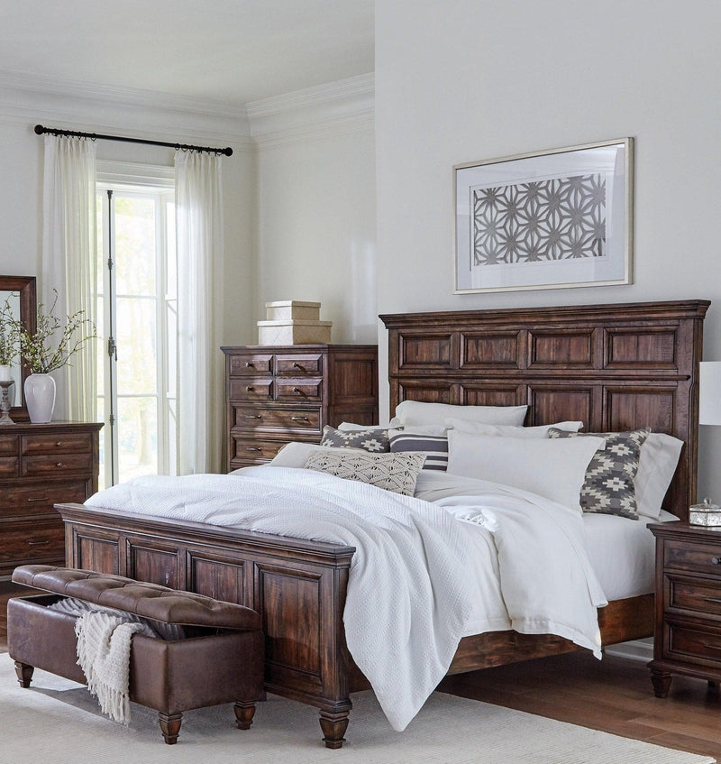 Avenue - Weathered Burnished Brown - Queen Panel Bed - Ornate Home