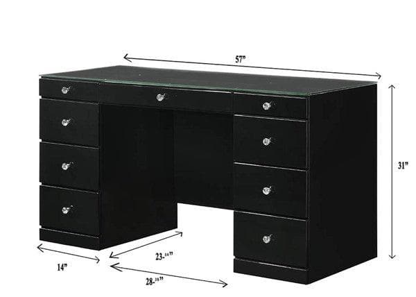 Avery Black Wood Vanity Set w/LED - Ornate Home