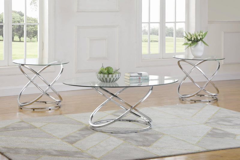 Axis - Chrome & Clear - Coffee Table Set (3pc) - Ornate Home