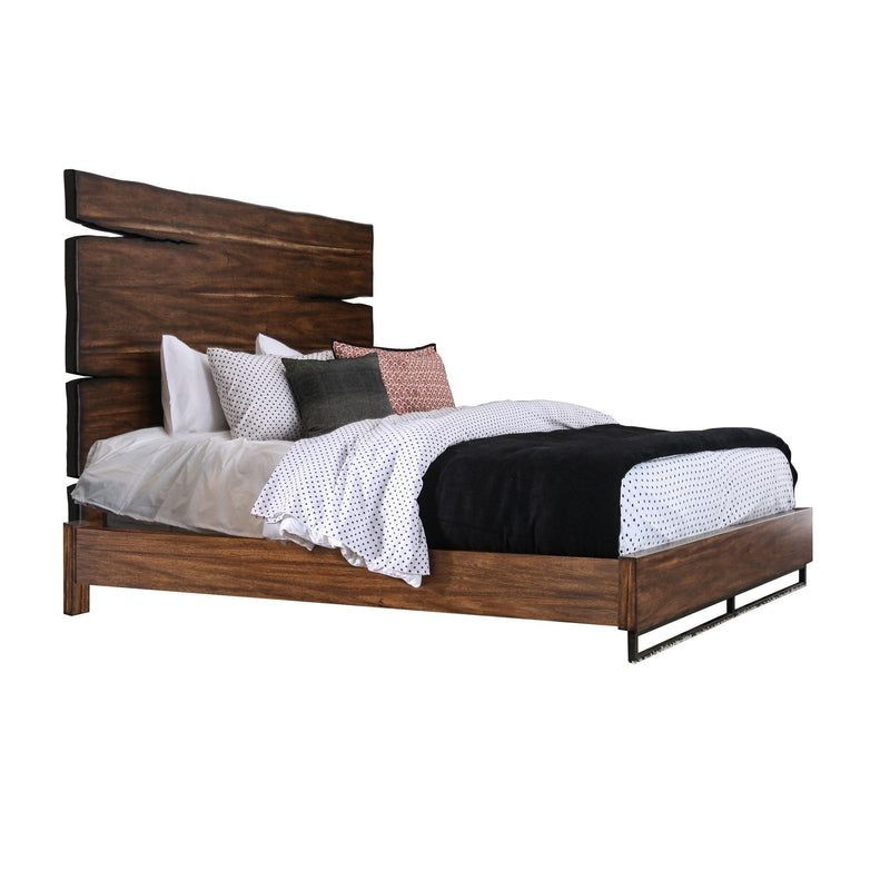 Fulton Dark Oak & Dark Walnut Rustic Bed Frame