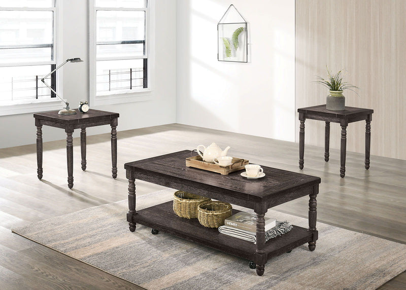 Monango Rustic Weathered Gray 3pc Coffee Table Set