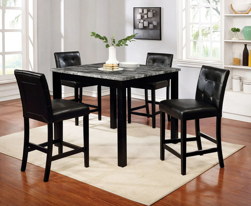 Wildrose - Gray & Black - 5pc Dining Room Set - Ornate Home