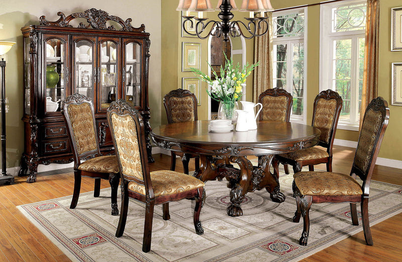 Medieve Cherry 7pc Round Dining Table Set