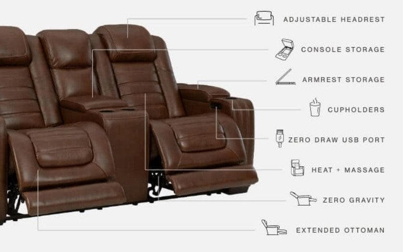 [CYBER WEEK]Backtrack - Chocolate - Power Reclining Loveseat w/ Console - Ornate Home