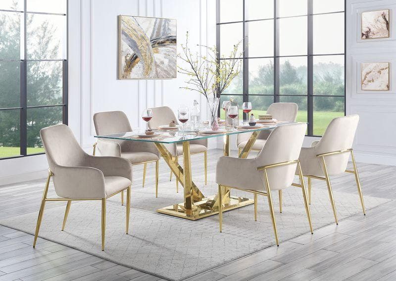 Barnard - Clear Glass Top & Mirrored Gold - 7pc Dining Set - Ornate Home