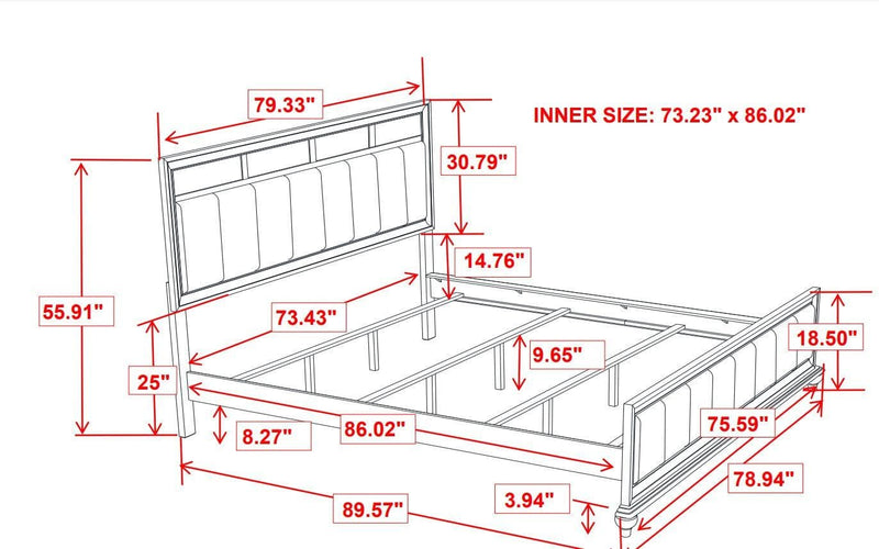 Barzini - Black & Grey - California King Bed - Ornate Home